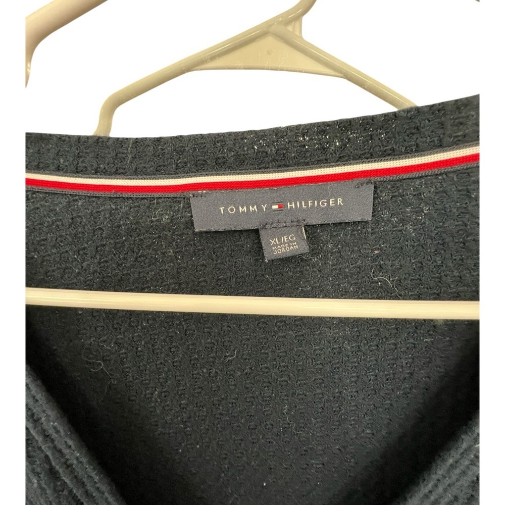 Tommy Hilfiger Navy Textured Button Up Cardigan - Picture 2 of 5